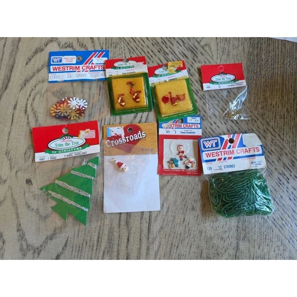 Vintage Westrim Crafts GLASS ORNAMENTS Micro Christmas NOS 80s Lot Of 8 New